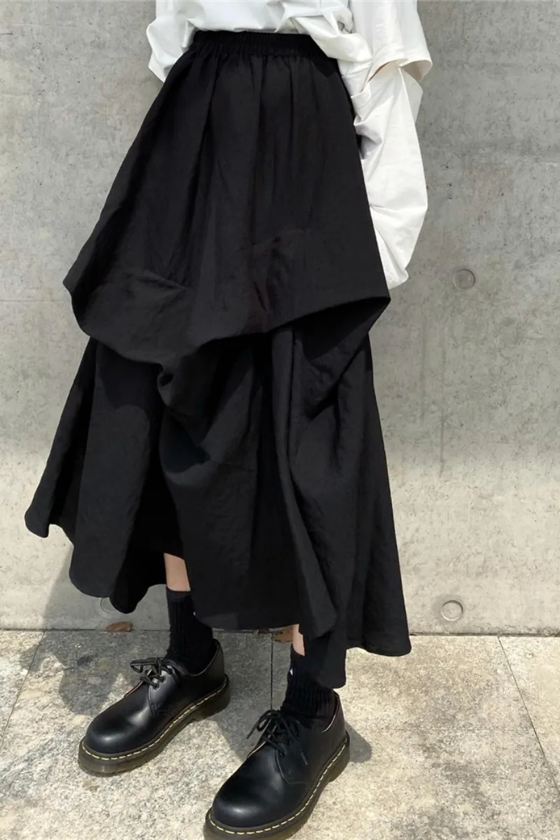 Японский дизайн маленькая Свободная юбка с высокой талией необычная летняя