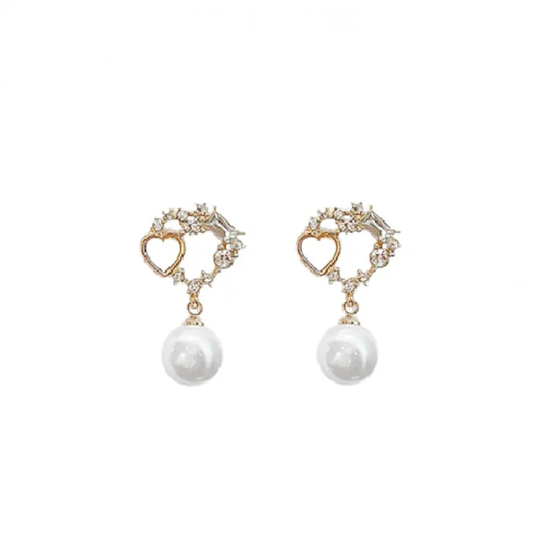 

New personality all-match color diamond small flower pearl earrings earrings small fresh fashion earrings for girls