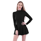 Женское балетное танцевальное трико Aoylisey с юбкой, цельнокроеное боди с длинным рукавом и плиссированной юбкой, латиноамериканское боди с высокой горловиной