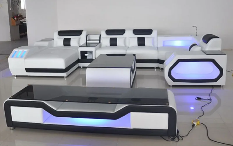 Современный Кожаный Диван со светильник кой|Наборы для спальной| |