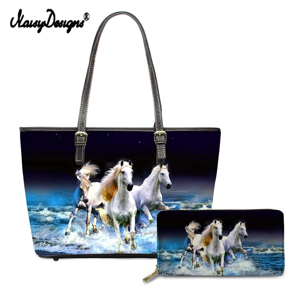 

Новая повседневная сумка-тоут с 3D рисунком бегущей лошади, Женская Роскошная сумка, вместительная сумка через плечо для женщин, женский кош...