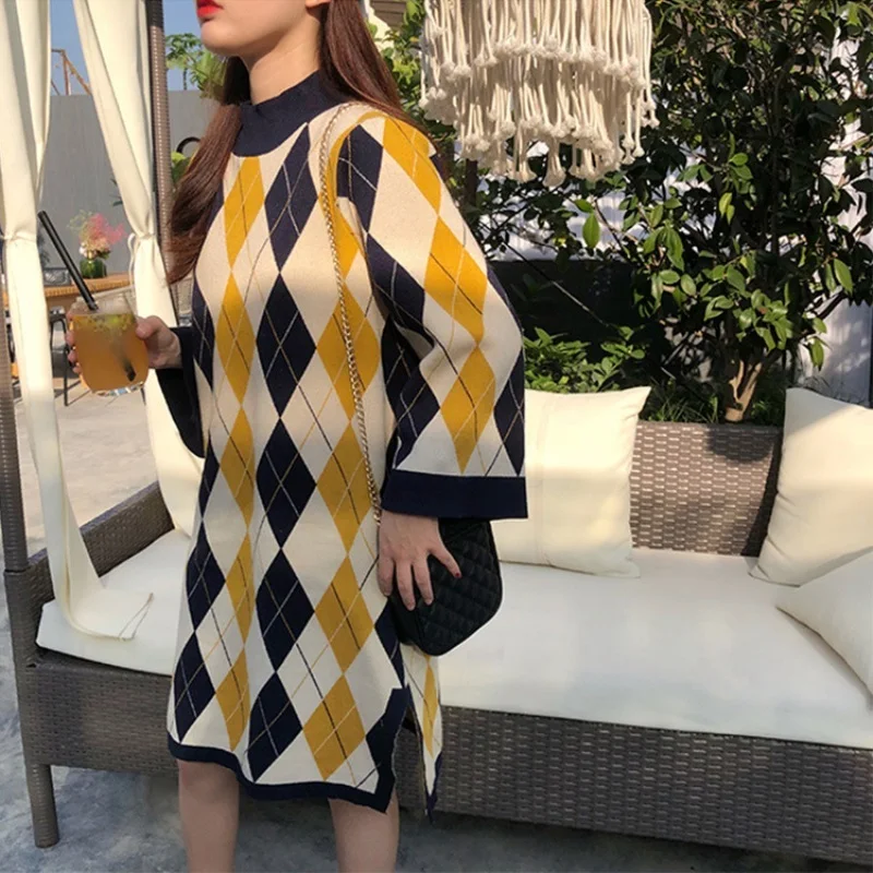 Новинка 2020 Осень-зима большой размер свободный круглый воротник вязаный пуловер