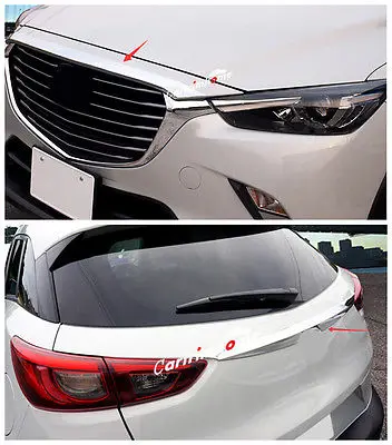Хром передний капот + задняя дверь багажника Крышка Накладка 2 шт. для Mazda CX-3 2015-2018 |