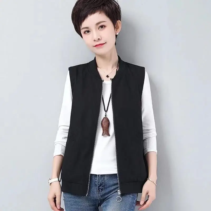 

Female Vest Jacket 2021 Women New Spring Autumn Jacket Vest Middle-aged Casual Vest Jacket Wild Vest Thin Section Short CoatC212