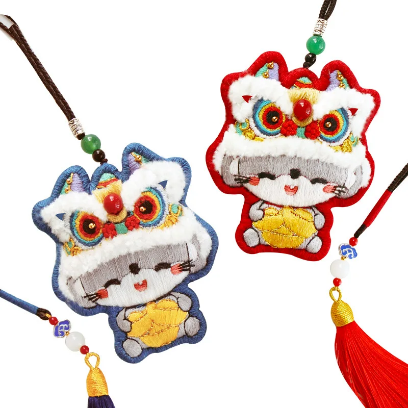 Китайский DIY подвеска с вышивкой комплекты амулет комплект Lucky Мышь Лев крестиком