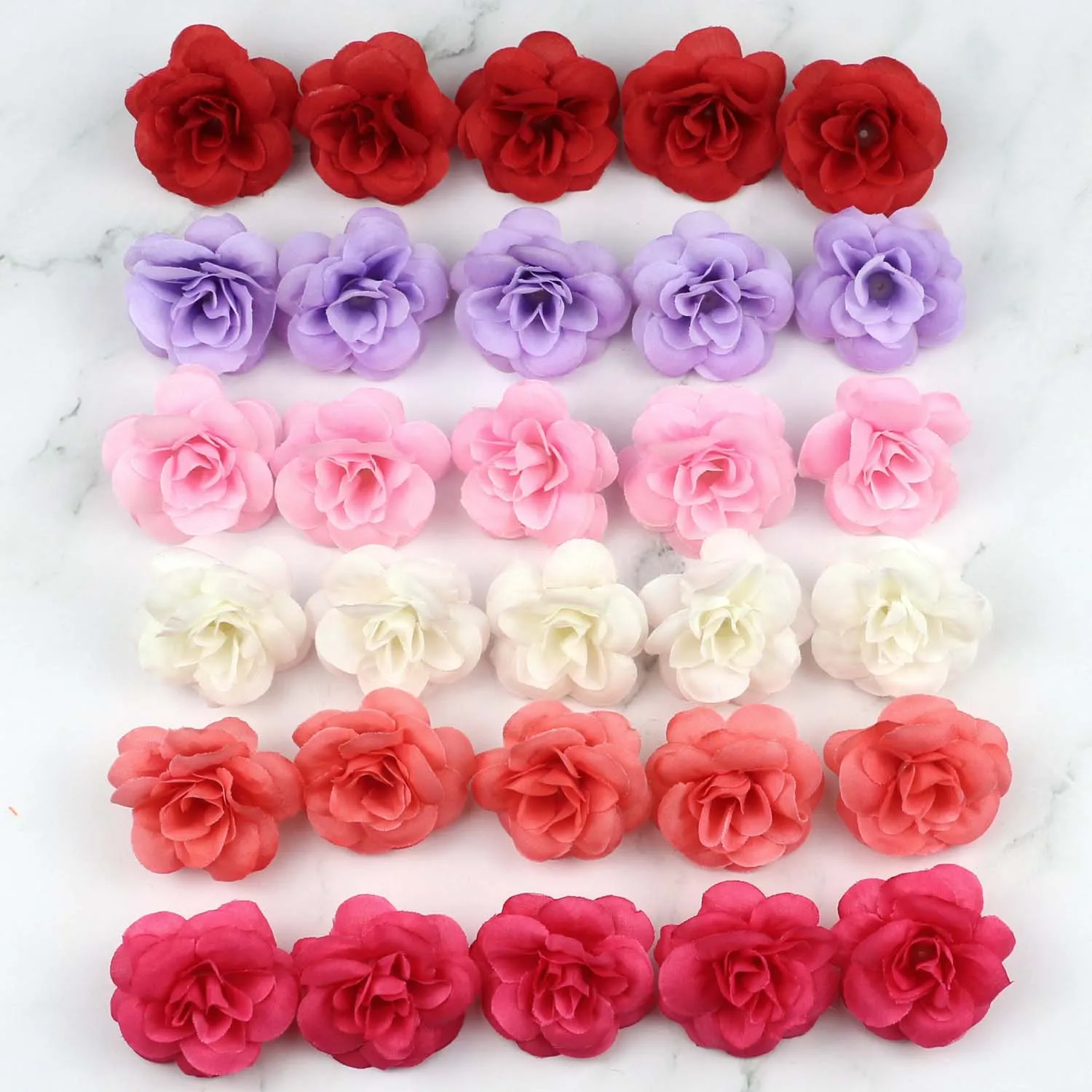 

Lulang Coral 20pcs 4.5cm Silk Rose Artificial Flower Heads Wedding Home DIY Wreath Sheets Handicrafts Simulation Fake Flower