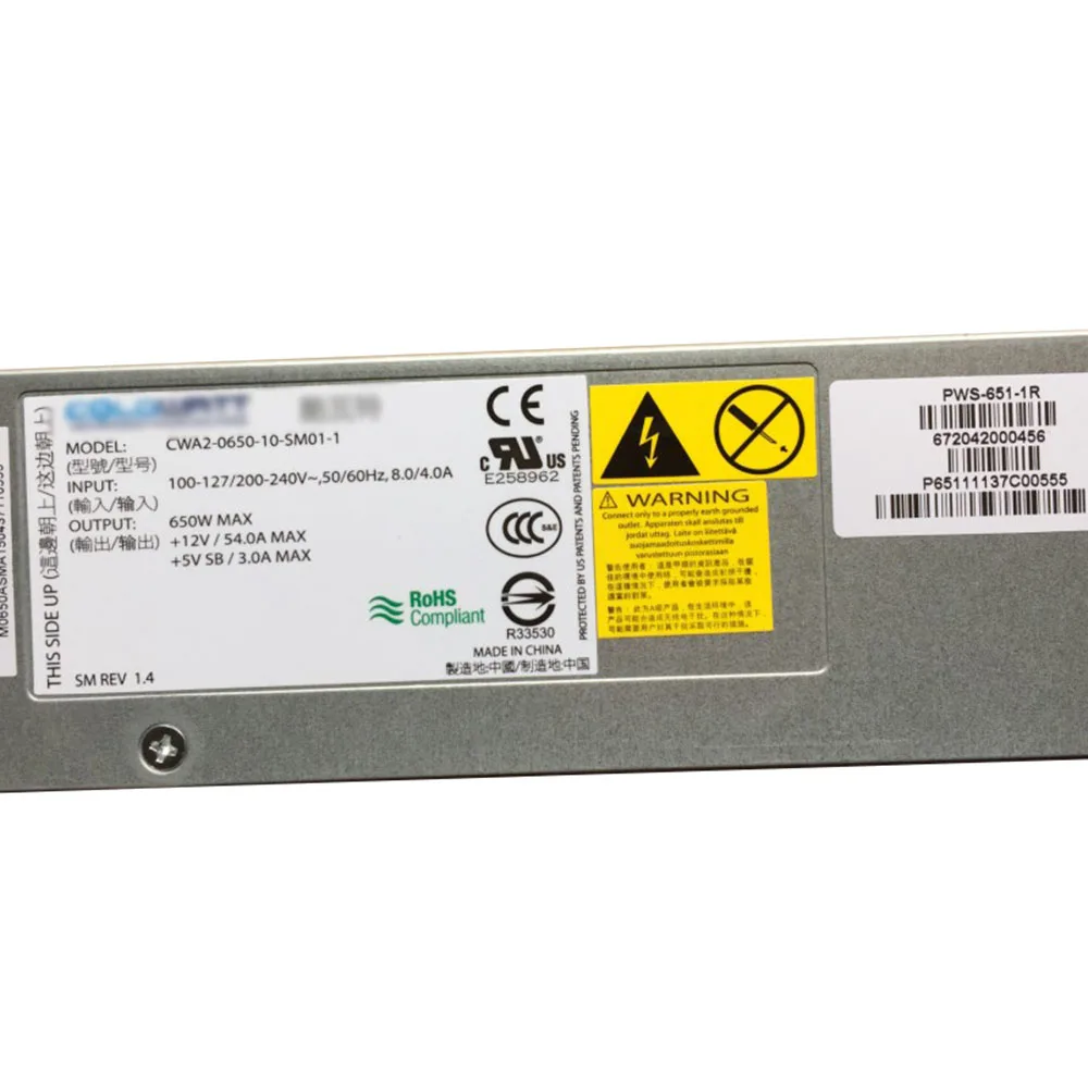 Оригинал для Coldwatt 650W PWS-651-1R серверный блок питания Supermicro 1U импульсная мощность -