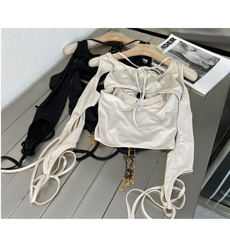 

Mozision Metal Chain Backless Elastic Camis Top Women Black Summer Sexy Cropped Top Ladies Hollow Out High Quality Tops
