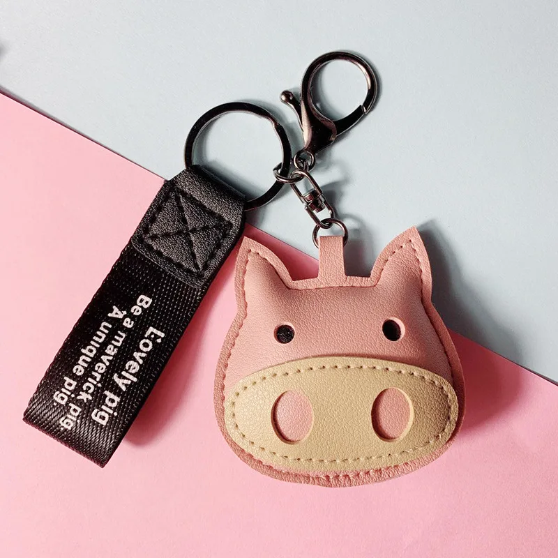

New Fashion Keychain Cute Style Pig Faux Leather Tassel Exquisite Decor Bag Pendant Car Keyring Accessories Gift