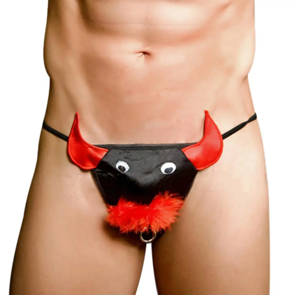 

Cartoon Big Black Ox Men G String Thong Panties T-back Underwear Pant Brief Exotic Apparel
