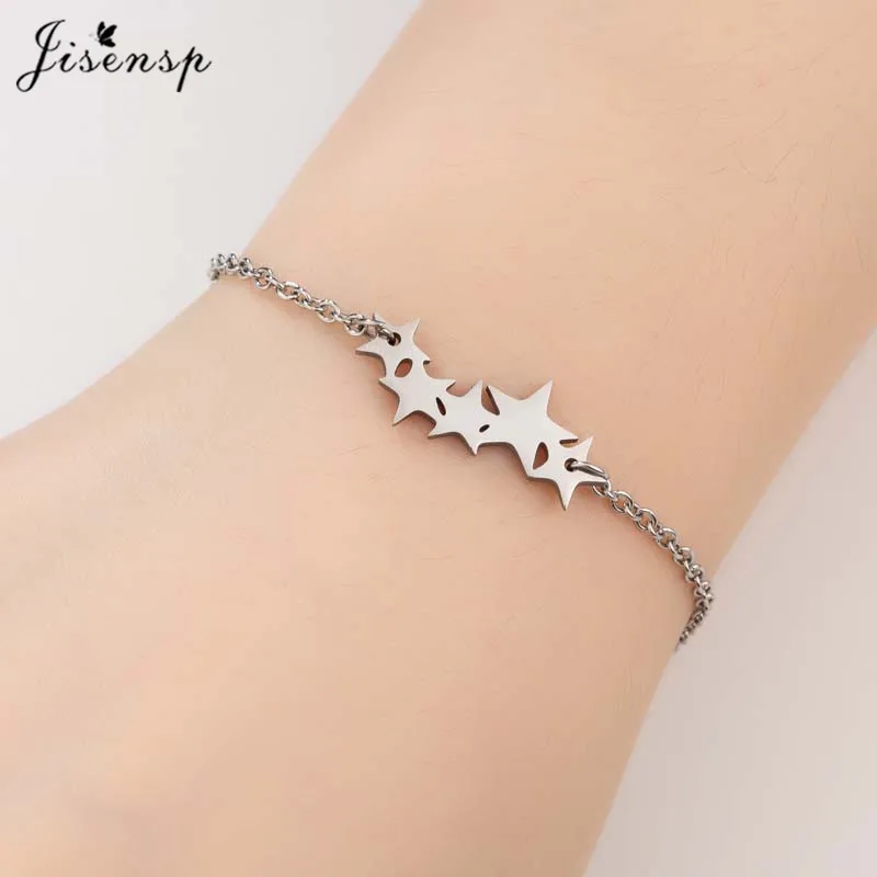 Jisensp браслет из нержавеющей стали Простой Дизайн Крошечные звезды Шарм Браслет