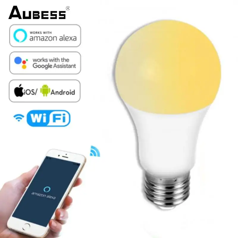 

Умная лампочка E27 с Wi-Fi, светодиодная лампа, цвет RGB, холодный и теплый белый, изменение режима работы с Alexa Google Home