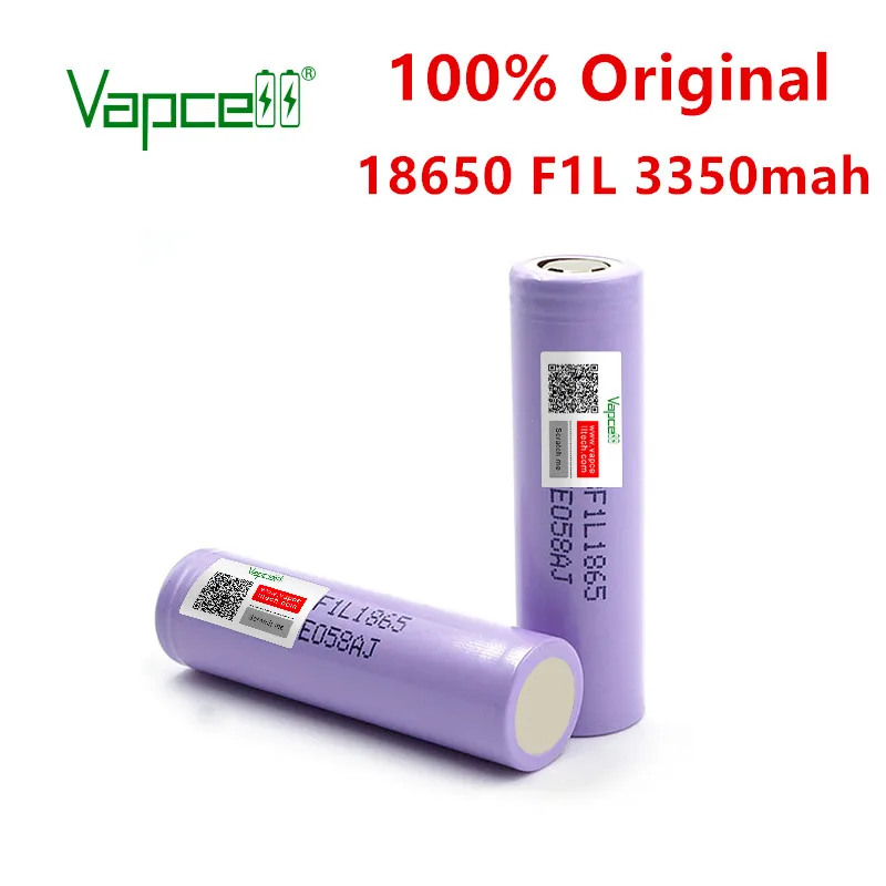 Vapcell оригинальный 18650 батарея 3350 мА/ч F1L разряда перезаряжаемые 3 7 V батареи