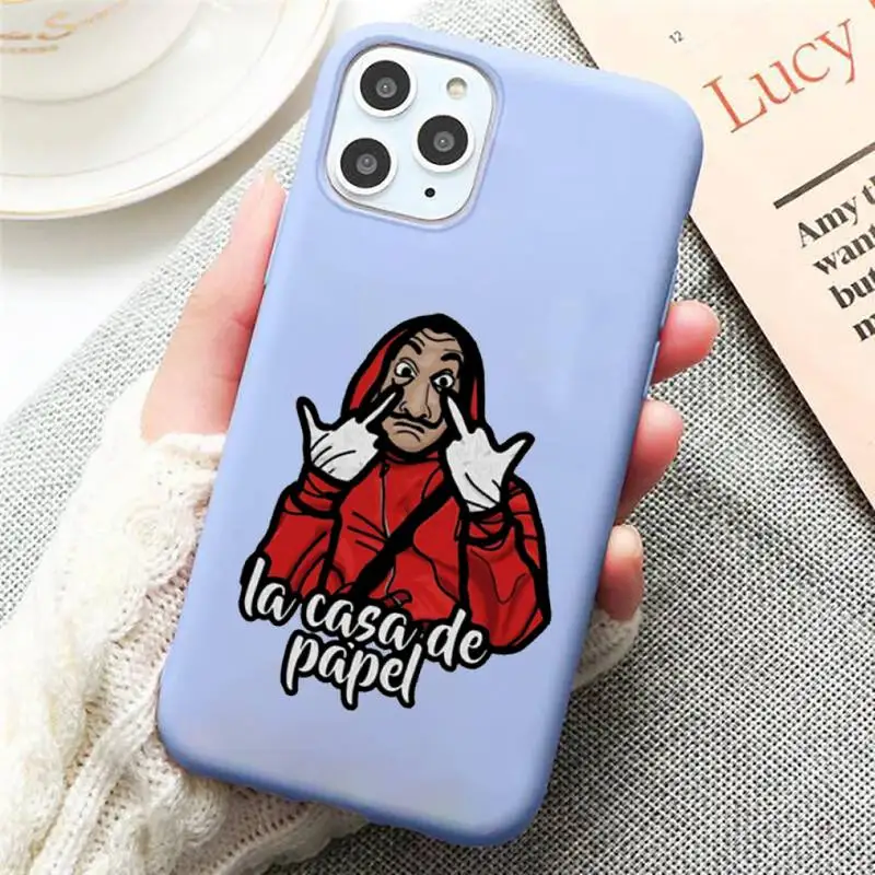 

La Casa de papel Phone Case Candy Color for iPhone 11 12 mini pro XS MAX 8 7 6 6S Plus X SE 2020 XR