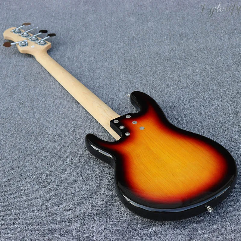 Sunburst Цвет 5 струнная электрическая бас-гитара глянцевый полный корпус из красного дерева болт на бас-гитаре ra