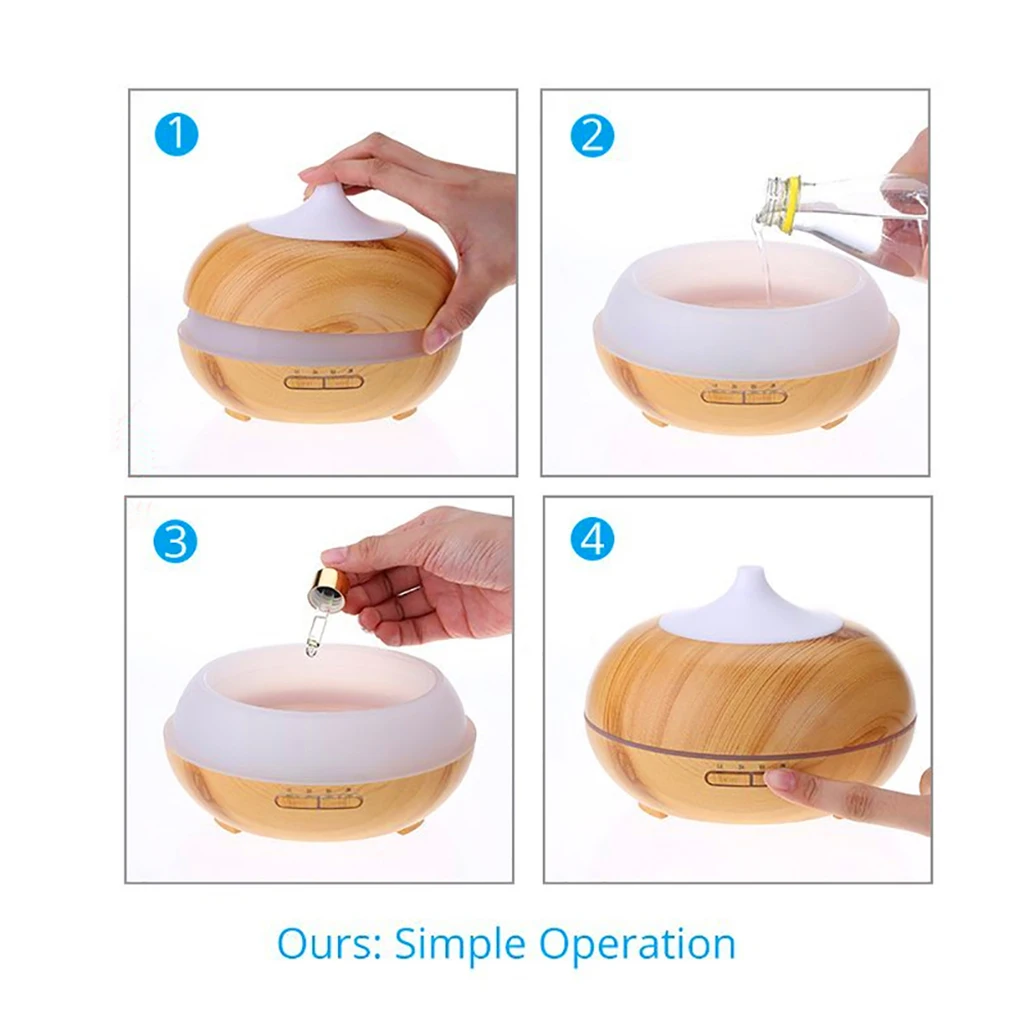 500 мл арома диффузор с древесным зерном автоматический отключаемый увлажнитель