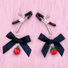 Черно-розовый женский сексуальный регулируемый зажим для сосков бант грудь БДСМ маленький колокольчик взрослый Фетиш флирт дразнящие секс-игрушки для пар