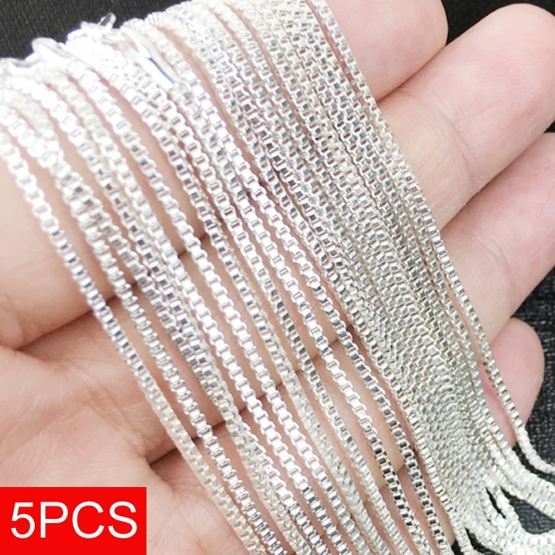 

925 Sterling Silver Box Chain Square Shape Necklace for Women Men Necklace Fashion Jewelry Accessories Wholesale 16-30inch 2mm