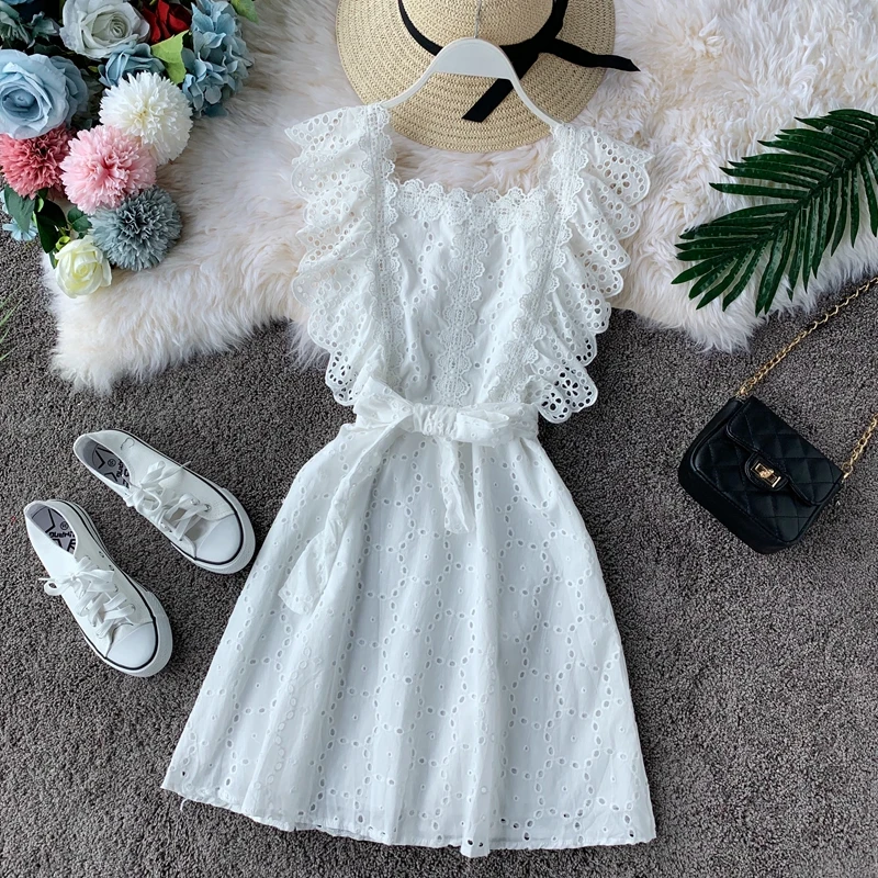 Кружевное платье MUMUZI с квадратным вырезом ажурные платькодоновые платья 2020