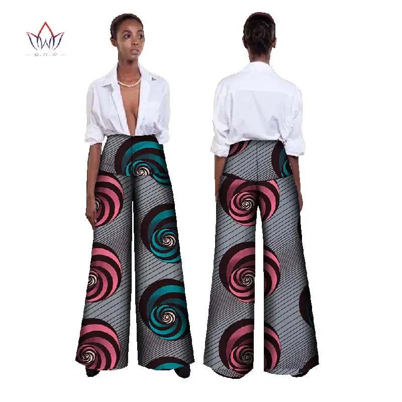 Свободные брюки с высокой талией из ткани воском в африканском стиле размера