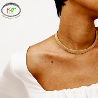 f j4z hot weaved wide chain necklaces textured metal band choker necklaces for women vintage necklace 2020 top trendy dropship