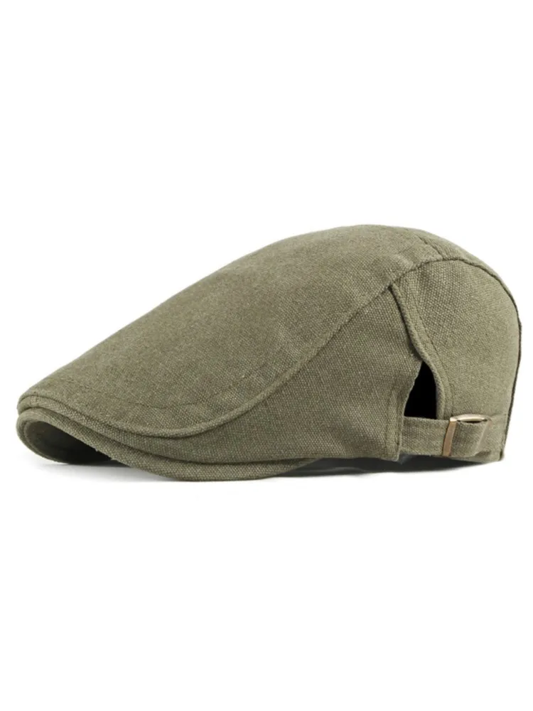 

2021Men's Beret Caps Fashion Casul Spring Summer Outdoor Suncreen Breathable Bone Brim Hats Male Solid Canvas Flat Berets Cap