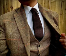 3 pçs ternos masculinos de lã xadrez traje homme sob medida 3 peças jaqueta casaco pant noivo espinha de peixe casamento tuexdos formatura wear (4)