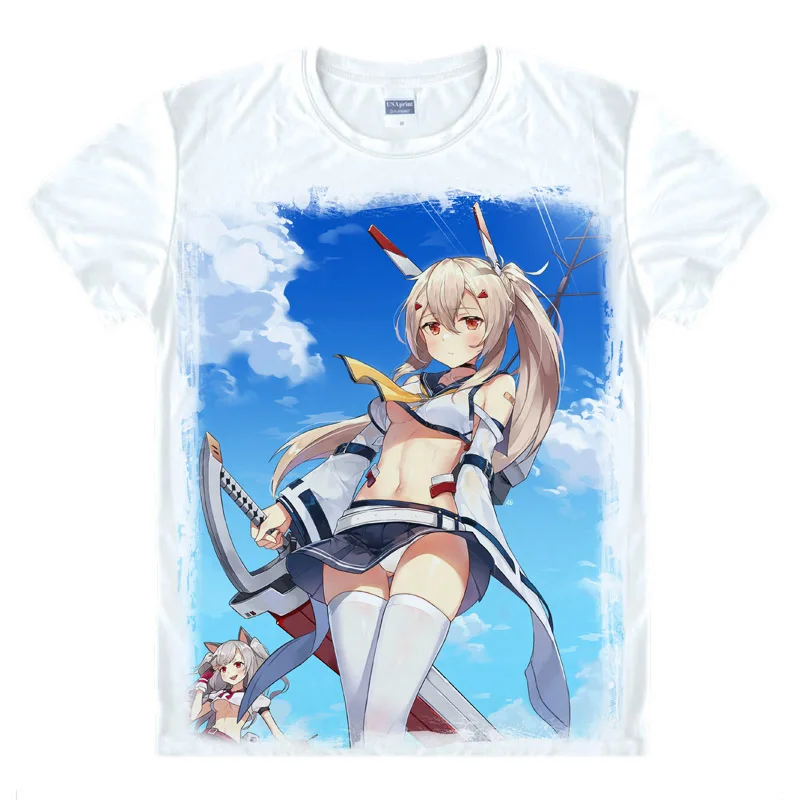 Мужские и женские футболки с принтом из игр Азур Лейн лаффи для косплея летние
