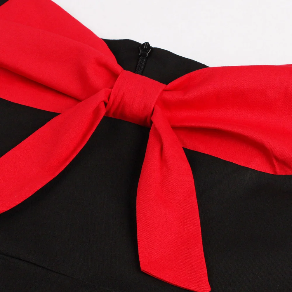 Черное красное винтажное платье с галстуком-бабочкой летнее женское без рукавов