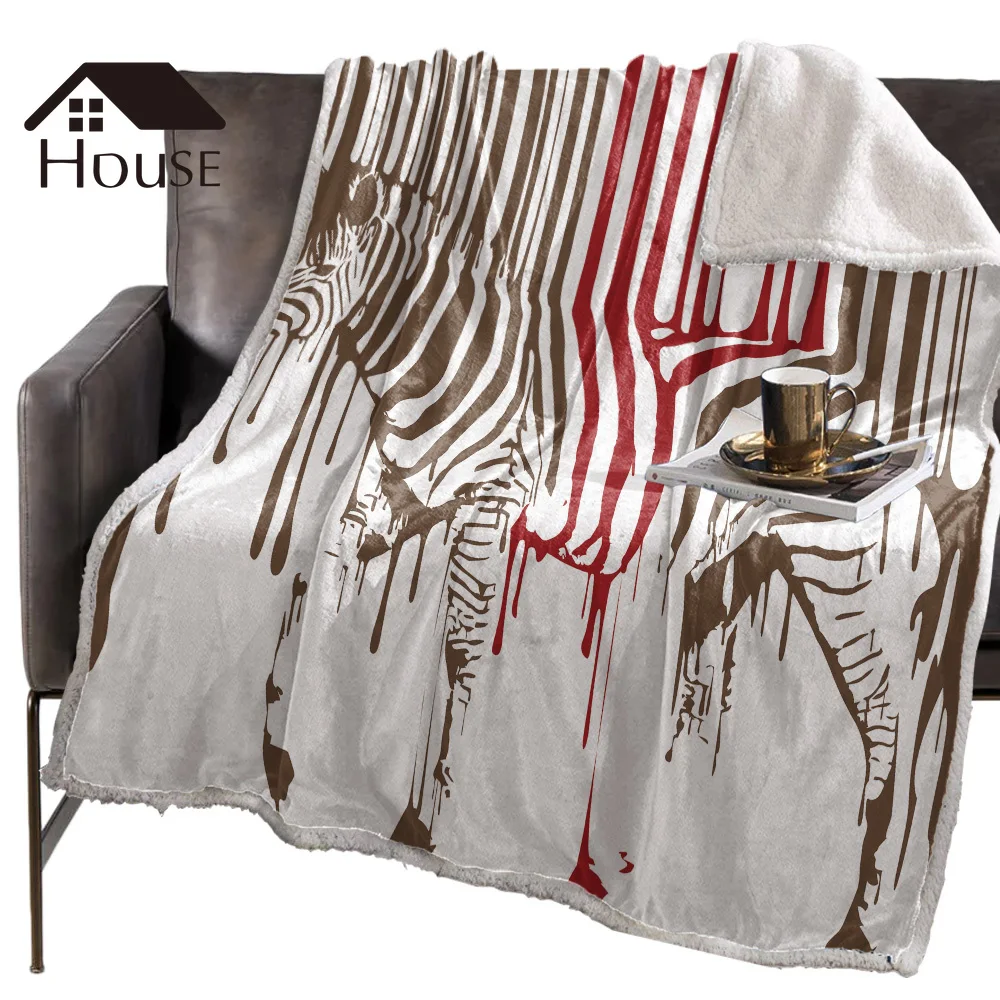 Брызговое одеяло bighдома забавное в виде зебры с рисунком животных Флисовое s