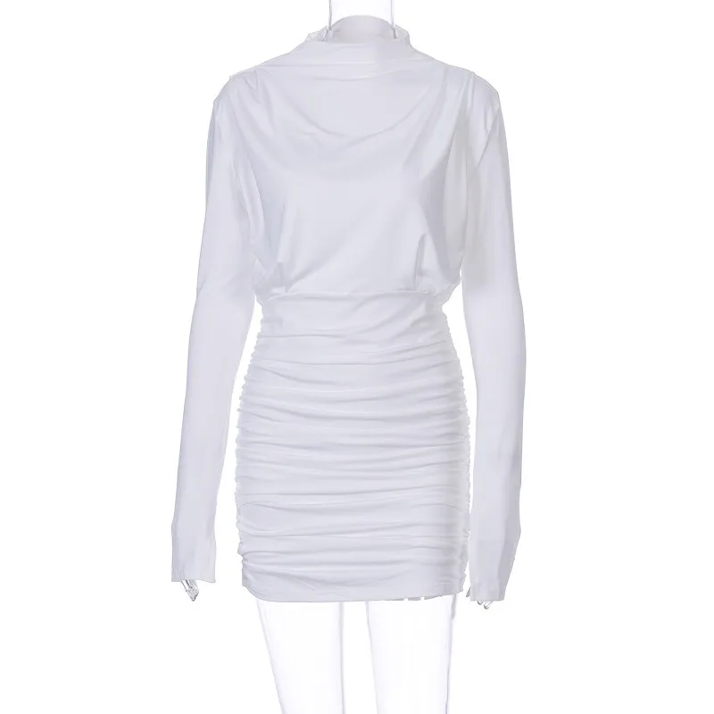 

Women High Neck Slim Solid Mini Dresses Fashion Ladies Basic Long Sleeve Winter Autumn Warm Dresses Sexy Casual Pencil Dress Hot