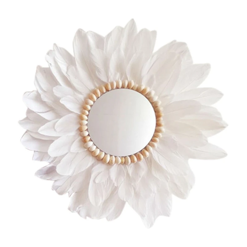 

Макраме перо зеркало настенное висящее настенное нордическое акриловое зеркало крыльцо креативная гостиная диван B & B Декор бохо