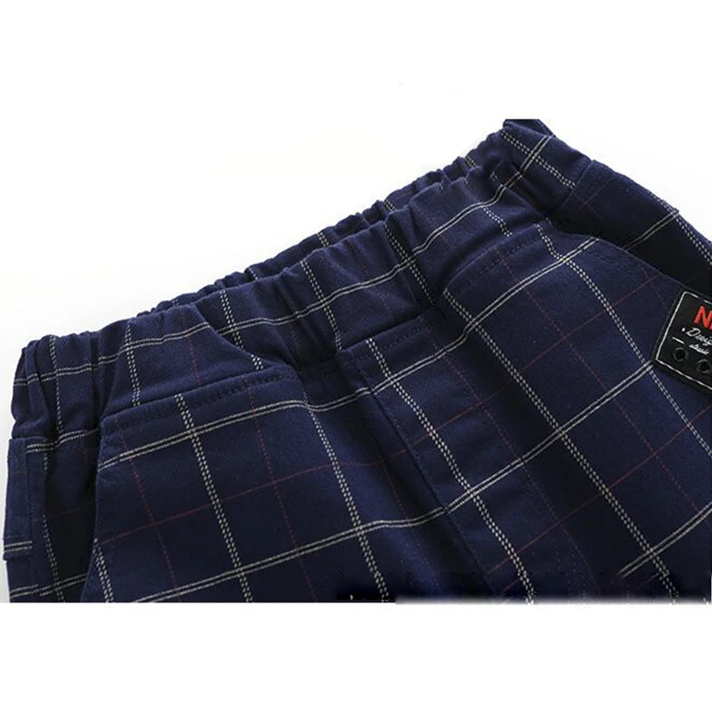 Весенние Брюки для мальчиков спортивные брюки хлопковые детские клетчатые