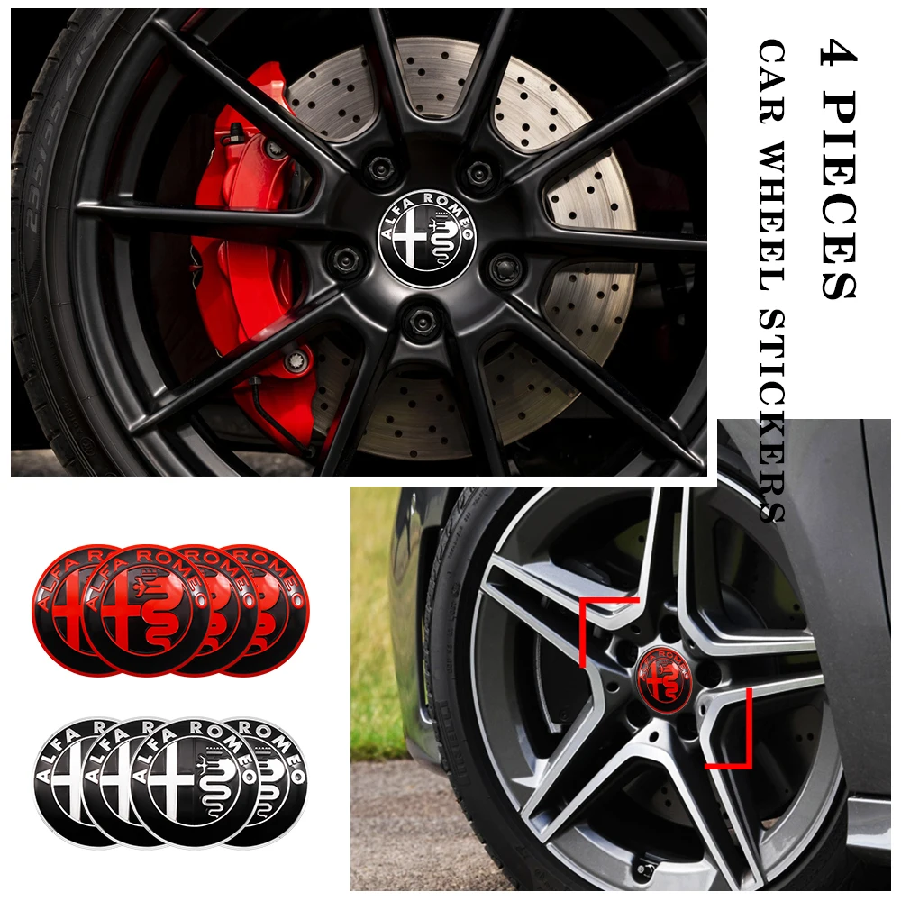 

4pcs 56mm Car Tire Wheel Center Hubcaps Sticker Auto Emblem Badge Cover For Alfa Romeo Spider Giulia Giulietta 147 159 4c 8c