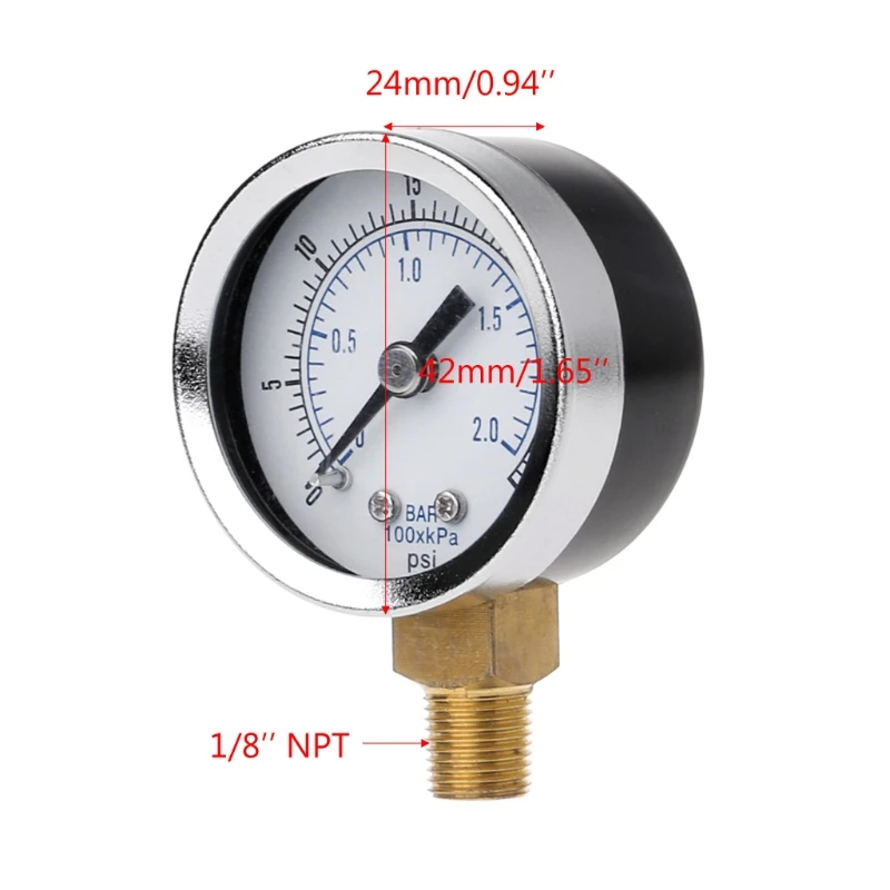 

1/8" NPT Pressure Gauge Air Compressor Hydraulic Pressure Gauge 0-30PSI Bottom Mount Hydraulic Air Pressure Gauge Tester U4LB