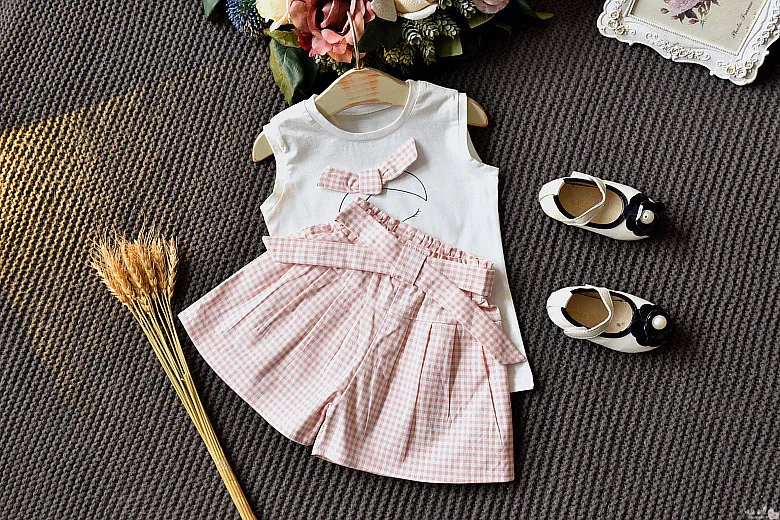 2 шт./2-6 лет/Летняя одежда для маленьких девочек наряды мультяшная Милая белая