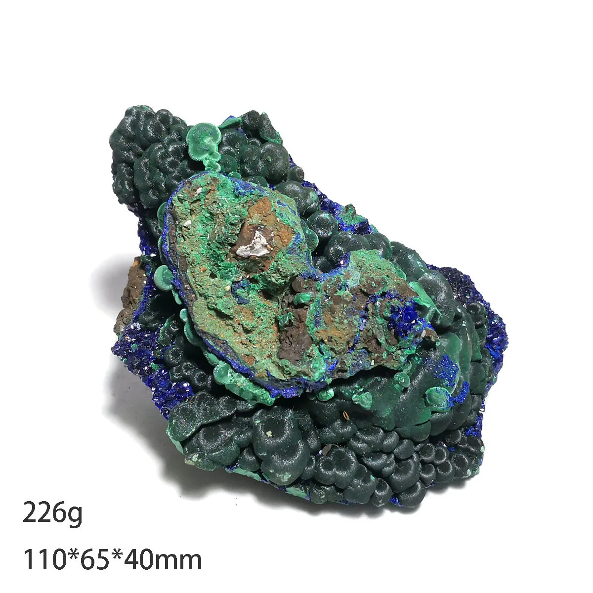 

226 г B6-2b натуральный камень, малахит, Азурит, минеральный кристалл, образец, украшение для дома из провинции Аньхой, Китай