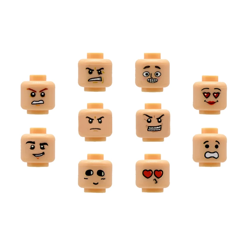 10PCs Assortment Lot Mini Heads Printed Face Expression for MOC Construction Blocks Building Bricks Toys Children | Игрушки и хобби