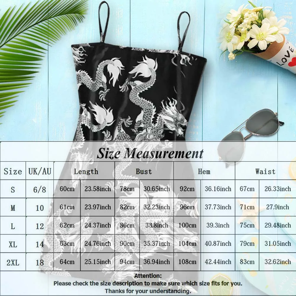 

2021 New Summer Women Dragon Pattern Sleeveless Split Hip Slender Slim Fit Sexy Print Dress motel rocks