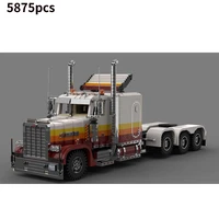 moc 39073 three axle large and difficult american truck static model building block toy compatible with le