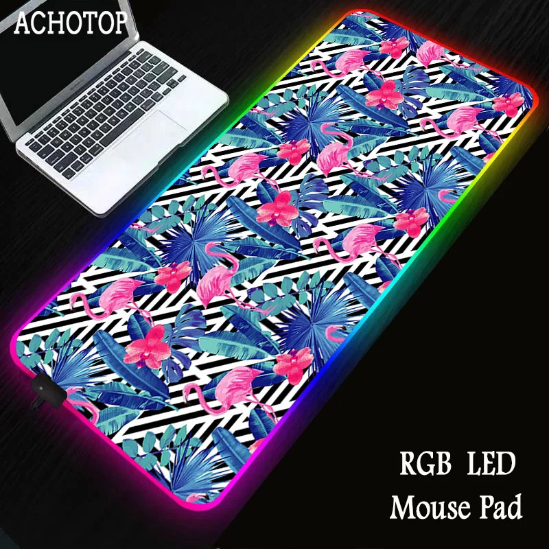 

Flower pattern Large LED Light RGB Waterproof Gaming Mouse Pad USB Wired Gamer Mousepad Mice Mat 7 Dazzle Colors for Computer PC