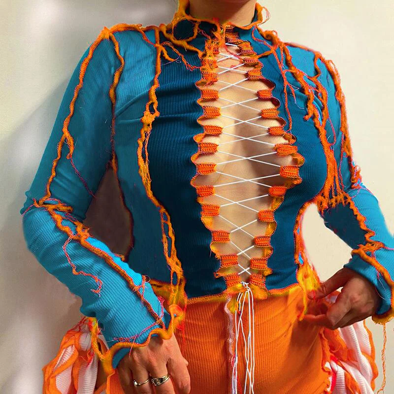 В стиле пэчворк пикантные женские туфли с перфорацией завязкой спереди топ