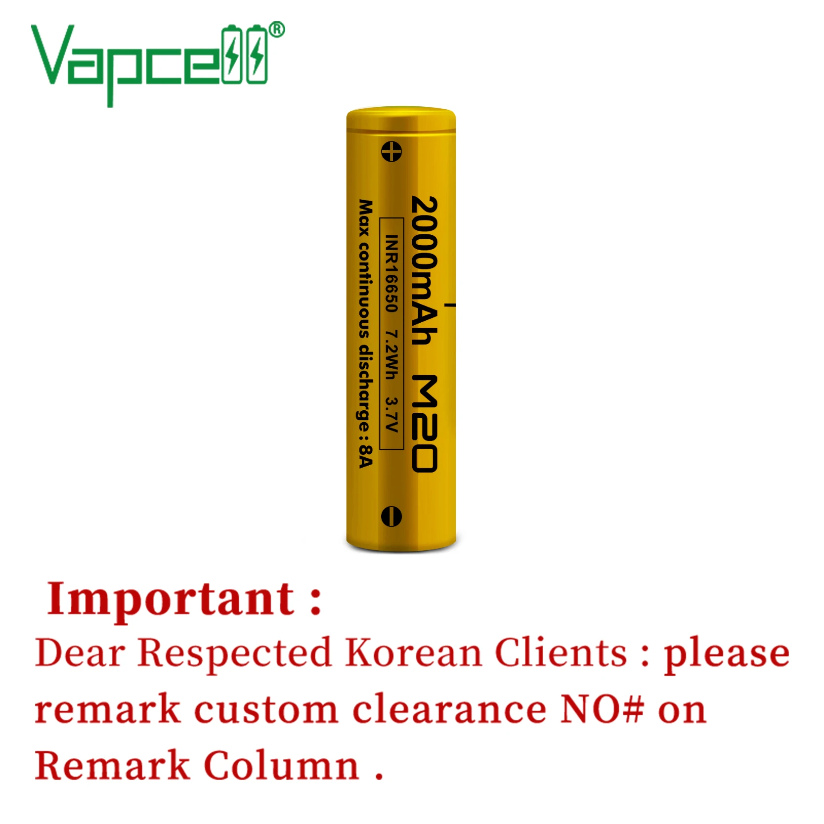 Вапцелл Оригинал ИНР 16650 2000мАч 8А М20 Перезаряжаемая литий-ионная аккумуляторная батарея для фонаря электроинструмента бесплатная доставка