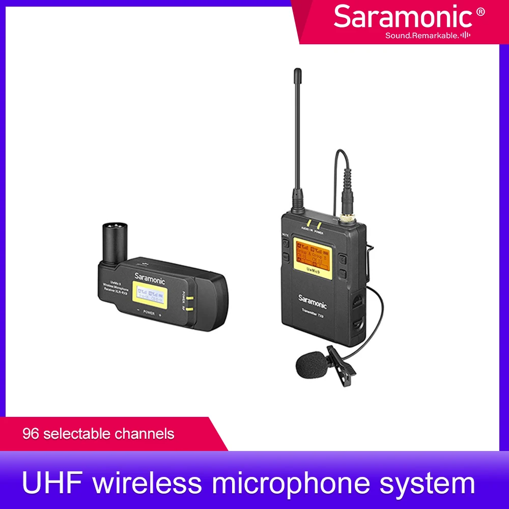 

Saramonic UwMic9 TX9+RX-XLR9 Wireless Lavalier Microphone with Transmitter & XLR Battery Grip XLR Receiver for Camera Camcorder