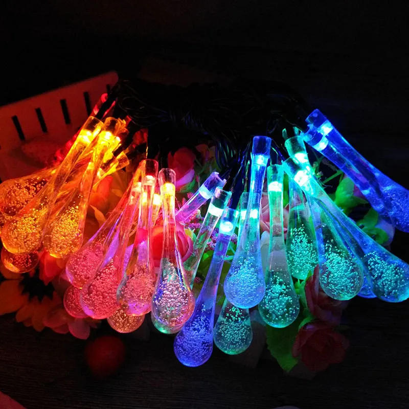 Уличная Рождественская гирлянда с 30 светодиодами в виде капель воды Сказочная