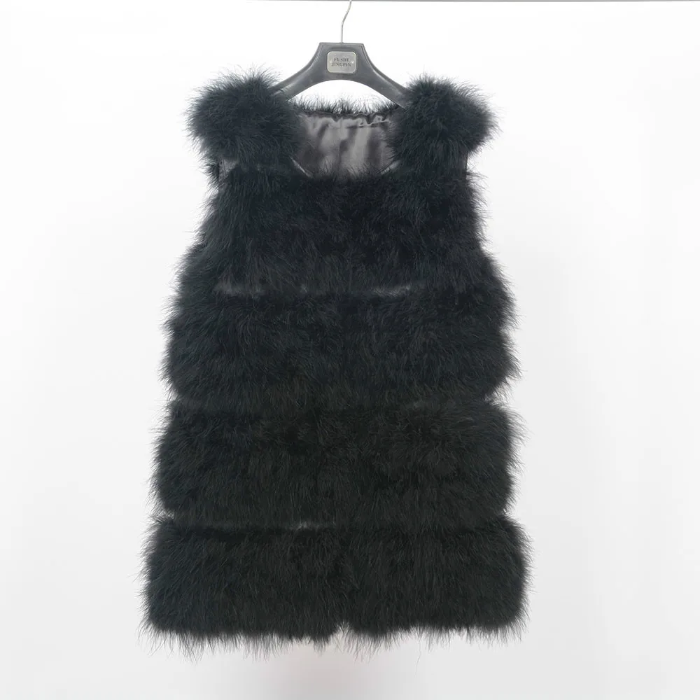 Новинка 2019 жилет из натурального страусиного меха зимний теплый Модный женский
