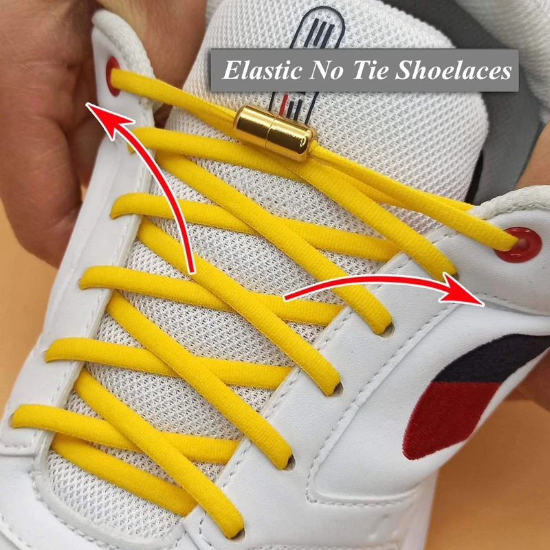 No Tie Shoelaces Elastic Semicircle Shoe Laces For Kids and Adult Metal Lock Sneakers Shoelace Boot Lazy Laces Shoe Strings
