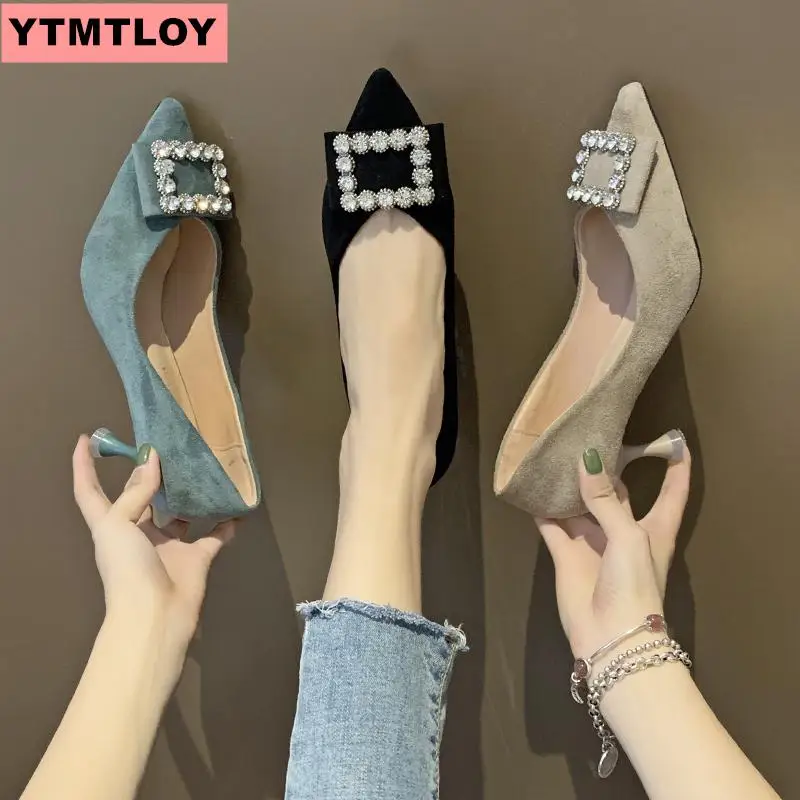 Женская обувь на высоком каблуке с квадратным носком замшевые шпильке пикантные