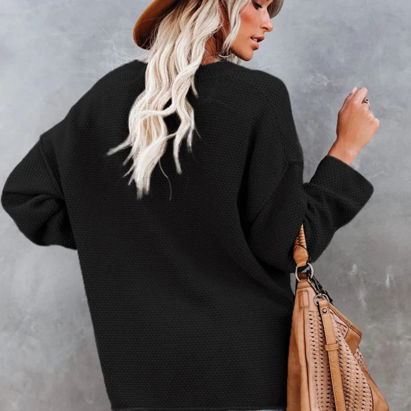 Женский трикотажный свитер с V-образным вырезом и длинным рукавом | Женская