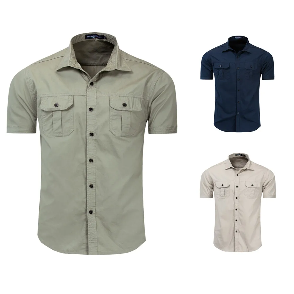 

Men's cotton shirt military style military uniform outdoor short-sleeved shirt